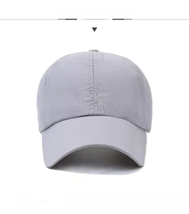 Front view of light grey quick-dry ponytail baseball cap with breathable laser-cut holes