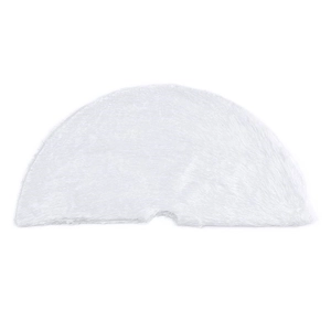 Detail of soft white faux fur texture on a plush Christmas tree skirt base mat