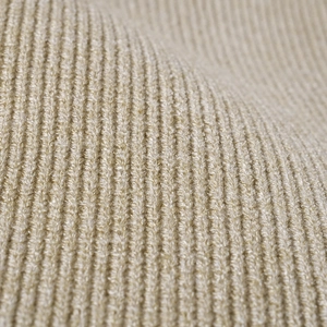 Unisex beige ribbed knit beanie made of thick double-layer warm fabric for winter