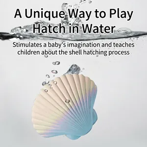 Water-growing sea shell toy in pastel pink and blue colors for underwater hatch fun