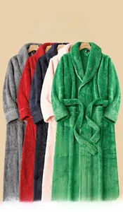 Macro detail of thick flannel fleece robes with shawl collars and white piping edges