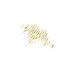 Minimalist heartbeat heart-shaped gold brooch for suits and sweaters on white background