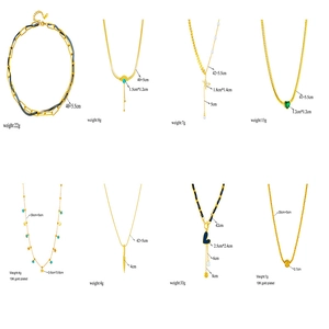 Collection of 18K gold plated heart and butterfly pendant necklaces with sizing details