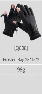 Winter cycling gloves Q808 featuring flip-top thumb and index fingers with a back zipper