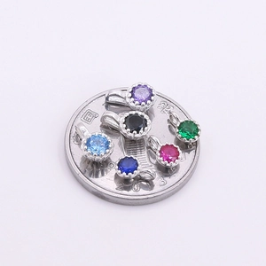 6er-Set bunte Zirkon-Anhänger aus S925 Sterlingsilber für DIY-Schmuckherstellung