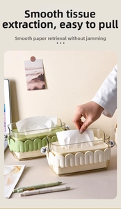 Macro shot of stylish tissue box with wavy silicone ring and silver spherical handles