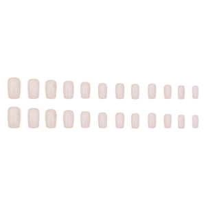 24pcs set of nude pink press-on nails with aurora glitter and gradient finish