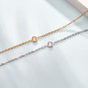 Minimalist titanium steel chain bracelet with cubic zirconia in gold and silver finish