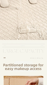 Close-up of waterproof woven PU leather texture and large capacity storage sections