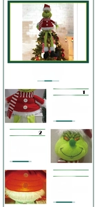 Detail view of Grinch tree topper featuring retractable body and internal LED light