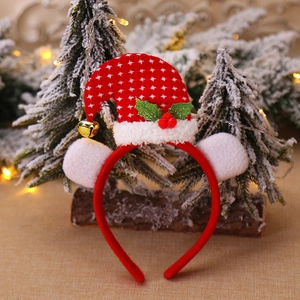 Christmas headband with red Santa hat, white plush ears and festive berry accents