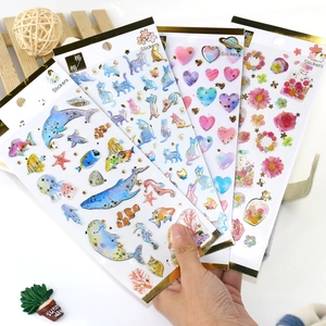 3D Crystal Epoxy Stickers Transparent Gold Foil Waterproof Decor For Scrapbooking Journal Phone Case Cute Dreamy Aesthetic