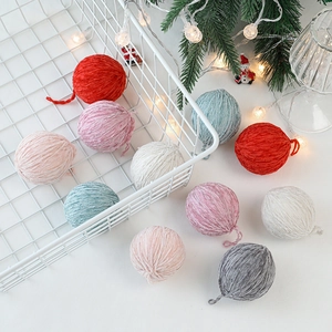 Creamy white and colorful wool felt 6cm Christmas balls set for DIY holiday tree decor