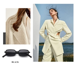 Modische quadratische kleine Sonnenbrille für Damen und Herren, lässig trendige schwarze Brille.