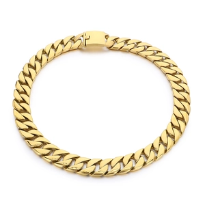 Polished 24mm golden Cuban link necklace for men with a sleek rectangular clasp