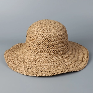 Women Straw Sun Hat Wide Brim Foldable Paper Crochet Beach Cap Breathable Summer Vacation Elegant Hand Woven Adjustable