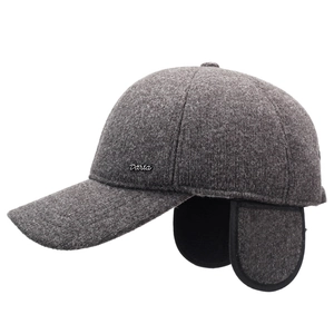 Men winter warm wool baseball cap with ear flaps and metal Daria letter detail