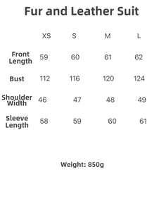 Tableau des tailles XS à L pour veste en fausse fourrure de style français