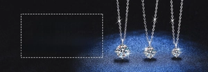 Confronto dettagliato di tre collane in moissanite con catene in argento 925 in varie dimensioni