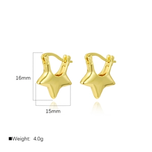 Polished gold hollow star hoop earrings for women minimalist heart style design