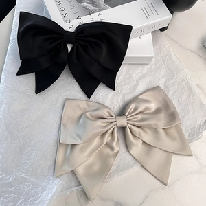 Elegant Large Satin Bow Hair Clip French Style Satin Hair Bow Spring Clip For Women Girls Hair Accessories