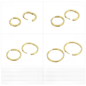 Size chart for stainless steel hoop earrings showing various weights and dimensions in mm