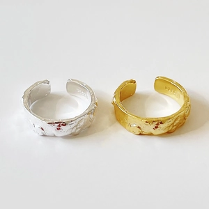 Minimalist 925 sterling silver lava texture irregular rings in gold and silver finish
