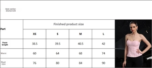 Size chart showing XS to L measurements for the floral backless halter top