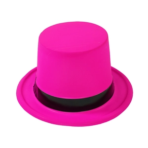 Felle fluorescerende roze hoge hoed in jazzstijl met een zwarte bandaccent