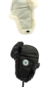 Detail of warm winter trapper hat with thick faux fur lining and windproof ear flaps