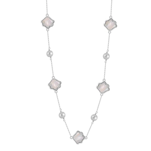 Collier en Argent Sterling 925 Avec Perles d'Eau Douce Naturelles et Pendentifs Coquillage en Nacre Choker Minimaliste Femme