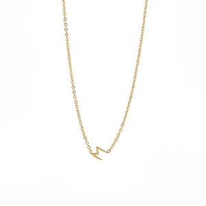 Collier minimaliste en acier titane plaqué or 18K avec pendentif lettre M élégant