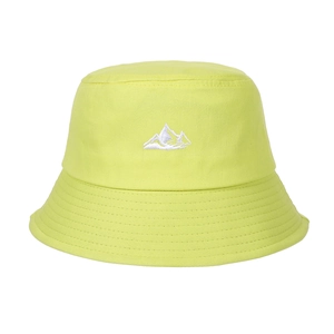 Bob jaune néon en coton avec broderie de sommet blanc pour protection solaire extérieure