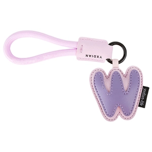 Creative letter W purple leather keychain with lavender braided cord for bag accessories