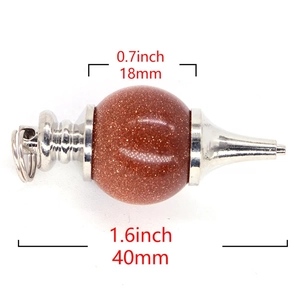 Pendentif pendule en pierre de soleil brune avec cadre argenté et dimensions précises