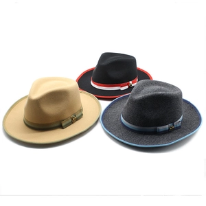 Classic wool felt fedora hats for men in khaki, black and grey with grosgrain ribbon bands