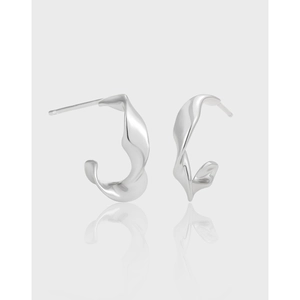 S925 Sterling Silver Irregular Twisted Stud Earrings Minimalist Wavy Design Gold Silver Plated Korean Style Jewelry For Women