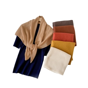 Solid color pleated cotton linen feel 90cm square scarf set in assorted vibrant colors