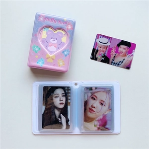 Cute bear cherry 3-inch photocard album with heart-shaped window for kpop card storage