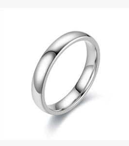 Macro detail of 4mm silver titanium steel ring showing polished mirror surface