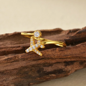 925 Sterling Silver Airplane Adjustable Ring Cubic Zirconia Sparkling Plane Star Creative Finger Jewelry For Women