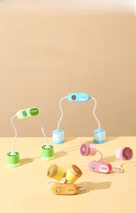 Detail of colorful cartoon neck fans showing flexible silicone brackets and bladeless design