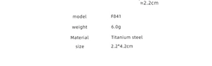 Detailed technical specifications for F841 titanium steel U-shaped earrings 2.2x4.2cm