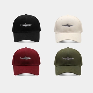 Cotton Baseball Cap Shark Embroidery Adjustable Curved Brim Outdoor Casual Sports Hat For Men Women