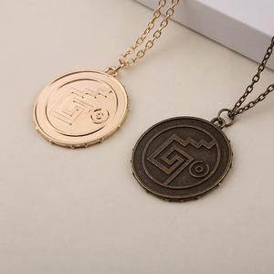 Pirates of the Caribbean Captain Jack Sparrow skull lucky coin necklaces in gold and bronze