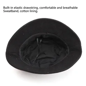 Women wool bucket hat featuring inner adjustable drawstring and breathable sweatband