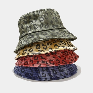 Leopard Print Tie Dye Bucket Hat Pure Cotton Sun Protection Outdoor Summer Basin Hat Trendy Streetwear For Women