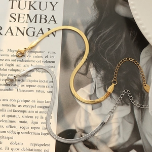 Minimalist gold and silver titanium snake chain necklaces set with lobster clasp