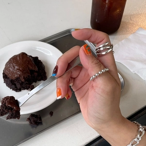 Minimalist 925 sterling silver beaded ring and stacked band set in a cafe setting
