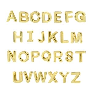 Classic 18k gold 26 English letter pendants with smooth 3D metallic alphabet design